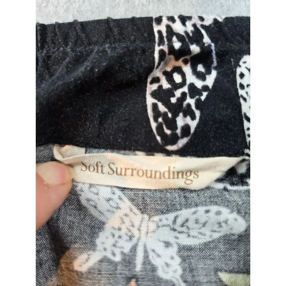 Soft Surroundings Black and Orange Floral Butterfly Skirt Medium